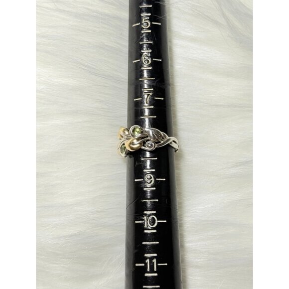 Barbara Bixby 925/18K Gold Leaf Peridot Ring - Picture 8 of 9